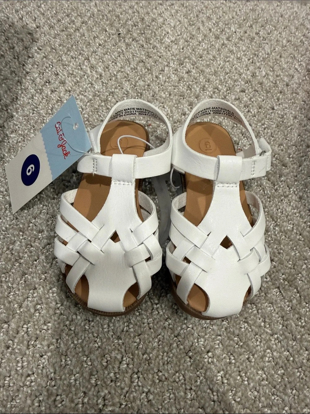 Cat & Jack White Woven T-Strap Kids Sandals